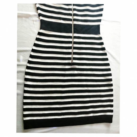 Authentic Balmain Black & White Striped Knit Dress - Picture 7 of 8
